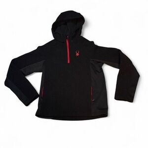 Black Spyder Hoodie with Red Accents Quarter zip